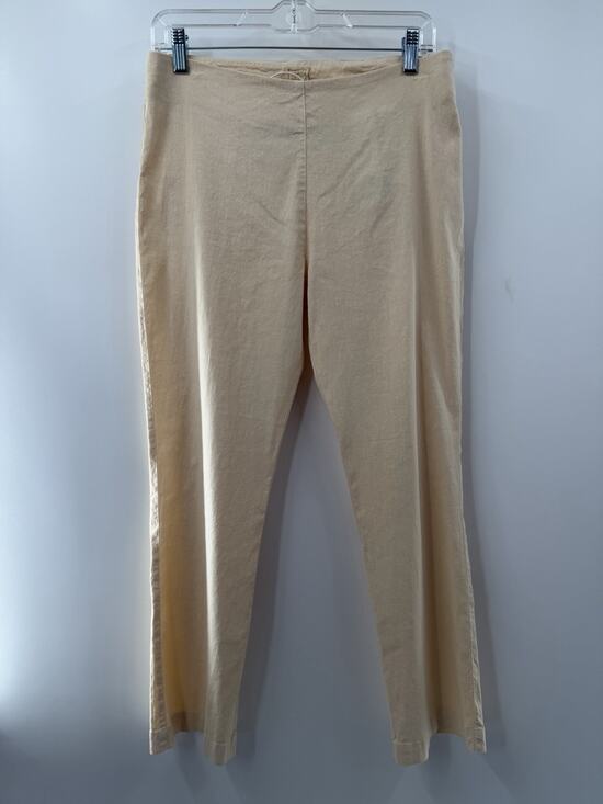 120% Lino Pants - 120% Lino Women’s Linen Pants Butter Yellow Beige Pull On Straight Leg M 44 NWT